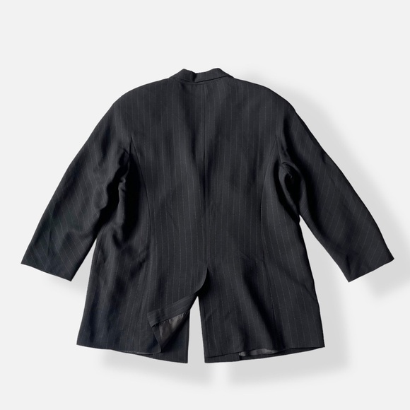 Tamotsu NY Black Pinstripe Blazer Jacket 14W - Picture 8 of 12